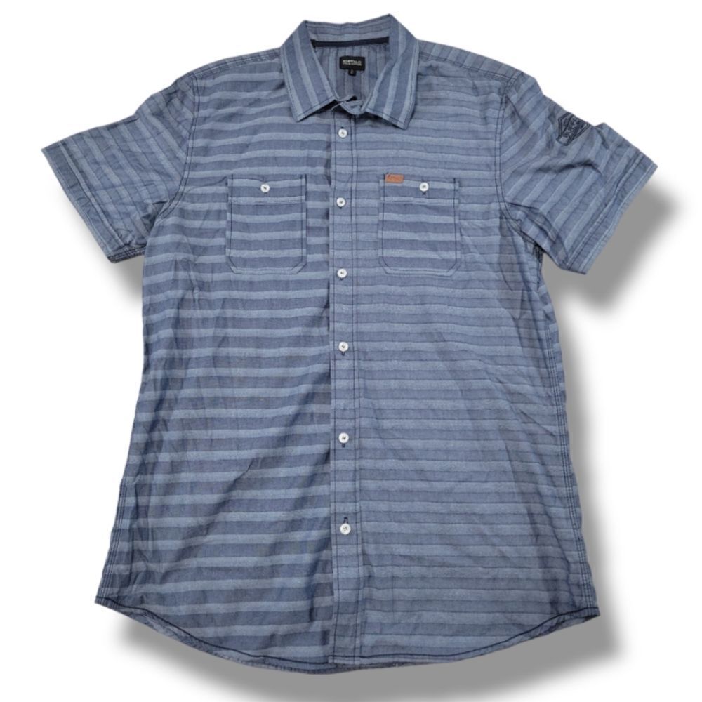 Buffalo David Bitton Shirt Size Large Casual Short Sleeve Button Down Striped